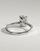 Melissa - Elongated Cushion Claw Solitaire with Petal Gallery, Accent Leaf Detail and Cathedral Setting Engagement Ring - 18k White Gold