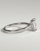 Melissa - Elongated Cushion Claw Solitaire with Petal Gallery, Accent Leaf Detail and Cathedral Setting Engagement Ring - 18k White Gold