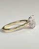 Melissa - Elongated Cushion Claw Solitaire with Petal Gallery, Accent Leaf Detail and Cathedral Setting Engagement Ring - 18k Yellow Gold / 18k White Gold