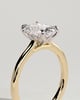 Melissa - Elongated Cushion Claw Solitaire with Petal Gallery, Accent Leaf Detail and Cathedral Setting Engagement Ring - 18k Yellow Gold / 18k White Gold