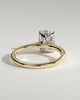 Melissa - Elongated Cushion Claw Solitaire with Petal Gallery, Accent Leaf Detail and Cathedral Setting Engagement Ring - 18k Yellow Gold / 18k White Gold