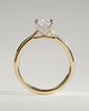 Melissa - Elongated Cushion Claw Solitaire with Petal Gallery, Accent Leaf Detail and Cathedral Setting Engagement Ring - 18k Yellow Gold / 18k White Gold