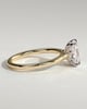 Melissa - Elongated Cushion Claw Solitaire with Petal Gallery, Accent Leaf Detail and Cathedral Setting Engagement Ring - 18k Yellow Gold / 18k White Gold