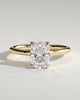 Melissa - Elongated Cushion Claw Solitaire with Petal Gallery, Accent Leaf Detail and Cathedral Setting Engagement Ring - 18k Yellow Gold