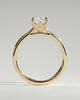 Melissa - Elongated Cushion Claw Solitaire with Petal Gallery, Accent Leaf Detail and Cathedral Setting Engagement Ring - 18k Yellow Gold