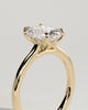 Melissa - Elongated Cushion Claw Solitaire with Petal Gallery, Accent Leaf Detail and Cathedral Setting Engagement Ring - 18k Yellow Gold