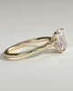 Melissa - Elongated Cushion Claw Solitaire with Petal Gallery, Accent Leaf Detail and Cathedral Setting Engagement Ring - 18k Yellow Gold