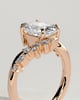 Merida - Elongated Cushion 4 Claw Solitaire with Bypass Band and Clustered Round-Marquise Accent Stones Engagement Ring - 18k Rose Gold