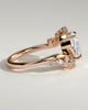 Merida - Elongated Cushion 4 Claw Solitaire with Bypass Band and Clustered Round-Marquise Accent Stones Engagement Ring - 18k Rose Gold