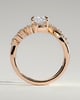 Merida - Elongated Cushion 4 Claw Solitaire with Bypass Band and Clustered Round-Marquise Accent Stones Engagement Ring - 18k Rose Gold