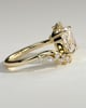 Merida - Elongated Cushion 4 Claw Solitaire with Bypass Band and Clustered Round-Marquise Accent Stones Engagement Ring - 18k Yellow Gold