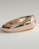 Miley - Statement Elongated Cushion East West Bezel Solitaire with Signet Band Engagement Ring - 18k Rose Gold