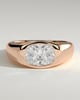 Miley - Statement Elongated Cushion East West Bezel Solitaire with Signet Band Engagement Ring - 18k Rose Gold