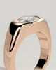 Miley - Statement Elongated Cushion East West Bezel Solitaire with Signet Band Engagement Ring - 18k Rose Gold