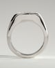Miley - Statement Elongated Cushion East West Bezel Solitaire with Signet Band Engagement Ring - 18k White Gold