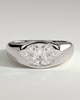 Miley - Statement Elongated Cushion East West Bezel Solitaire with Signet Band Engagement Ring - 18k White Gold