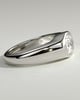 Miley - Statement Elongated Cushion East West Bezel Solitaire with Signet Band Engagement Ring - 18k White Gold