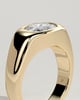 Miley - Statement Elongated Cushion East West Bezel Solitaire with Signet Band Engagement Ring - 18k Yellow Gold