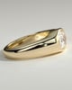 Miley - Statement Elongated Cushion East West Bezel Solitaire with Signet Band Engagement Ring - 18k Yellow Gold