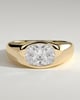 Miley - Statement Elongated Cushion East West Bezel Solitaire with Signet Band Engagement Ring - 18k Yellow Gold