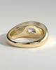 Miley - Statement Elongated Cushion East West Bezel Solitaire with Signet Band Engagement Ring - 18k Yellow Gold