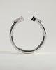 Monique -  Kite Accent Stone Open Band Wedding Ring - 18k White Gold