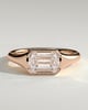 Montanah - Emerald East West Bezel Solitaire with Signet Band Engagement Ring - 18k Rose Gold