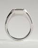 Montanah - Emerald East West Bezel Solitaire with Signet Band Engagement Ring - 18k White Gold