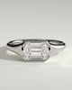 Montanah - Emerald East West Bezel Solitaire with Signet Band Engagement Ring - 18k White Gold
