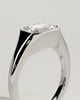 Montanah - Emerald East West Bezel Solitaire with Signet Band Engagement Ring - 18k White Gold