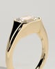 Montanah - Emerald East West Bezel Solitaire with Signet Band Engagement Ring - 18k Yellow Gold