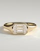 Montanah - Emerald East West Bezel Solitaire with Signet Band Engagement Ring - 18k Yellow Gold