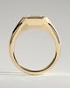 Montanah - Emerald East West Bezel Solitaire with Signet Band Engagement Ring - 18k Yellow Gold