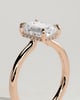 Nara - Emerald 4 Claw Solitaire with Hidden Halo and Floating Cathedral Low Setting Engagement Ring - 18k Rose Gold