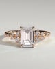 Nellie - Emerald Solitaire with Clustered Round Accent Stones - 18k Rose Gold