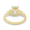 Nellie - Emerald Solitaire with Clustered Round Accent Stones - 18k Yellow Gold