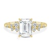 Nellie - Emerald Solitaire with Clustered Round Accent Stones - 18k Yellow Gold