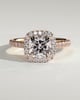 Nicole - 4 Claw Cushion Cut Halo with Pav - 18k Rose Gold