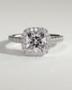 Nicole - 4 Claw Cushion Cut Halo with Pav - 18k White Gold