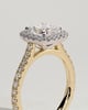 Nicole - 4 Claw Cushion Cut Halo with Pav - 18k Yellow Gold / 18k White Gold
