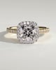 Nicole - 4 Claw Cushion Cut Halo with Pav - 18k Yellow Gold / 18k White Gold