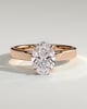 Nikita - Oval 4 Claw Solitaire with Flat Cigar Band and Hidden Halo Engagement Ring - 18k Rose Gold High Setting