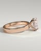 Nikita - Oval 4 Claw Solitaire with Flat Cigar Band and Hidden Halo Engagement Ring - 18k Rose Gold High Setting