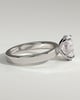 Nikita - Oval 4 Claw Solitaire with Flat Cigar Band and Hidden Halo Engagement Ring - 18k White Gold High Setting