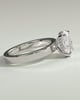 Nikita - Oval 4 Claw Solitaire with Flat Cigar Band and Hidden Halo Engagement Ring - 18k White Gold High Setting