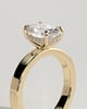 Nikita - Oval 4 Claw Solitaire with Flat Cigar Band and Hidden Halo Engagement Ring - 18k Yellow Gold High Setting
