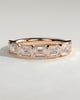 Nikki - East West Emerald Bezel Set Wedding Ring - 18k Rose Gold