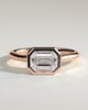 Olive - East West Emerald Solitaire with Cathedral Bezel Setting - 18k Rose Gold