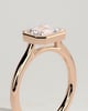 Olive - East West Emerald Solitaire with Cathedral Bezel Setting - 18k Rose Gold