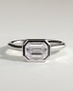 Olive - East West Emerald Solitaire with Cathedral Bezel Setting - 18k White Gold